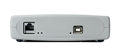 图像显示了 PicoLog CM3 的后面板，显示了以太网和 USB 端口